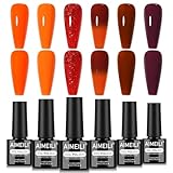 AIMEILI UV Nagellack Set Herbst Orange Braun Glitzer Red Farbwechsel Nagellack UV LED Soak Off Color...