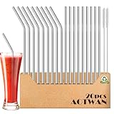 AOTWAN Strohhalme Edelstahl 304 Trinkhalme Edelstahl 20 Stück Enthalten 9 Gerade +9 Gebogen +2...