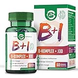 Vitamin B Komplex + Jod - Geeignet für Veganer – 60 Tabletten - alle 8 B-Vitamine mit B12, Biotin...