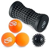 Invincible Fitness Massageball & Fußroller 4 in 1 Set, Lacrosse Ball, Erdnuss Massage Ball, Spiky...