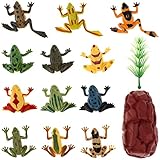 NUOBESTY 12 Stück Mini Gummi Frosch Sets Lernen Realistische Frosch Figur Spielzeug Frosch Miniatur...