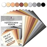 MarpaJansen Tonzeichenpapier 10 Erdtonfarben, DIN A4, 30 Bogen, 130 g/m², Blauer Engel zertifiziert