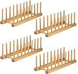 Lawei 4 Stück Bambus Abtropfgestell Bamboo Tellerständer Bambusregal Küche Holz Abtropfbrett...