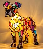Nachtlicht katze und Hund, LED Katzenlampe/Hundlampe Mosaik, Tischlampe aus gebeiztem Harz,...