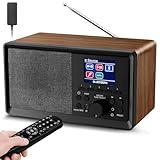 Wholede DAB Radio mit Fernbedienung - DAB Plus Radio mit Bluetooth, DAB+/FM Radio Retro Holz...