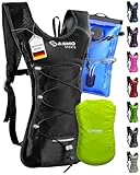 SASMO® Trinkrucksack (Schwarz) mit Thermofach | Trinkrucksack Laufen - Ultraleicht 300g & 6L |...