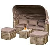 gartenmoebel-einkauf Liegeinsel Funktionsbett Rennes mit klappbarem Verdeck, Metall + Polyrattan...