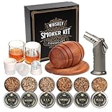Whiskey Smoker Kit with Torch,6 Flavors Wood Chips, 2 Glasses, 2 Ice Ball Molds,Cocktail Smoker...