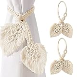 Vifoulal 2 Pack Boho Gardinenhalter Natürlicher Baumwolle, Seilvorhang-Raffhalter, Handgefertigt,...