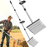 Gartengabel aus Stahl - Robuste Dunggabel & Heugabel- ldeal füir Pferdemist Heu, Laub &...