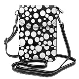 MYGANN Damen-Umhängetasche aus Leder, mit abnehmbarem Schultergurt, gepunktet, Schwarz und Weiß
