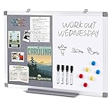 Swansea Whiteboard Magnettafel und Pinnwand Filz mit Aluminiumrahmen für Wohnung, Büro, Küche und...