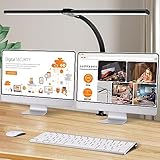 Doppelkopf Schreibtischlampe LED dimmbar,24W 80CM, klemmbar Homeoffice,Tageslichtlampe Schreibtisch...