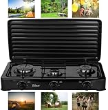 Gaskocher Camping & Outdoor 3-Flammig Gaskochfeld 30-50mbar Gasherdplatte Gas Kochplatte -...