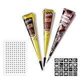 Professionelles Henna Tattoo Set mit Strass Stickern wasserfest Temporäre Stencils Mehrere Muster...