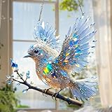 Qidures 2D Acryl Buntglas Hummingbird Deko, Crystal Skys Bluebird Buntglas Fensterdekoration,...