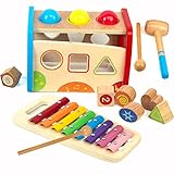 Xylophon und Hammerspiel Spielzeug ab 1 Jahr, 3 in 1 Montessori Pädagogisches Vorschullernen...