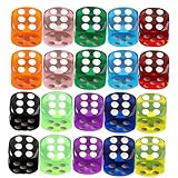 ZORVYN 20 Stück Acryl Würfel Set mit Runden Ecken für Würfelspiele, Tischspiele, Bar, KTV,...