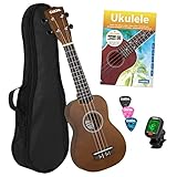 CASCHA Sopran Ukulele Set für Kinder und Erwachsene I Starter Kit mit 3 Plektren Tasche Lehrbuch...