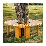 Outdoor Holz Baumbank Wetterfest Fächerform Garten Sitzgelegenheit Massivholz Lattenrost Design...