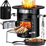 KESSER® Raketenofen mit Grillpfanne aus Gusseisen | inkl. Grillzange & Tragetasche | Dutch Oven 6...