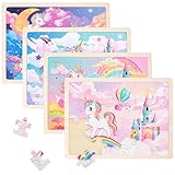 Einhorn Tiere Puzzle ab 3 4 5 6 Jahre Kinder Einhorn Tier Holzpuzzle, Vorschule Lehrreiches...