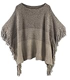 Styles I Love Damen Strickjacke, zweifarbig, Fledermausfransen, Poncho, Cardigan - Braun -...