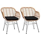 Casaria® Gartenstühle 2er Set Polyrattan inkl. Auflage Armlehne Metall Wetterfest Verstellbar...