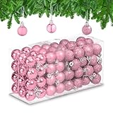Relaxdays Weihnachtskugeln im 96er Set, glitzernde, matte & glänzende Baumkugeln,...