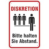 Aufkleber 20x30 cm Schild Hinweisschild Diskretion Abstand halten