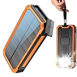 Solar Powerbank 20000 mAh, PD20W Wasserdichtes Solar Ladegerät USB C Externer Akku Solarladegeräte...