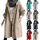 Mantel Damen, Trenchcoat Damen Wasserdicht Windjacke Gefüttert Regenjacke Herbst Mantel Elegant...