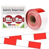 Absperrband 500m x 80 mm Flatterband rot weiß Baustelle Feuerwehr Polizei im Karton extrem...