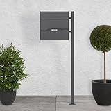 ECD Germany Standbriefkasten mit Zeitungsfach, Design Briefkasten mit Pfosten Standfuß,...