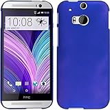 PhoneNatic Case kompatibel mit HTC One M8 - Hülle blau gummiert Hard-case Cover