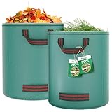 Pfloge® 2X 500L Gartenabfallsack, Gartensack mit 4 Griffe, Selbststehend, Wasserdicht, Laubsack...