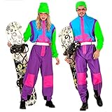 W WIDMANN MILANO Party Fashion - Kostüm Snowboarder, Overall, Retro Schneeanzug, 80er Jahre Outfit,...