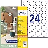 AVERY Zweckform Runde Etiketten L3415-10 (240 Aufkleber auf 10 Blatt, zum Bedrucken, selbstklebend,...