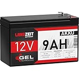 LANGZEIT Akku 12V 9Ah Gel Profi Blei-Akku extrem zyklenfest vorgeladen auslaufsicher ersetzt 7Ah...