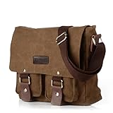 flintronic Umhängetasche, Vintage Canvas Schultertasche Herren, Aktentasche Laptoptasche mit...