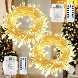[2 Stück] 60 LED Lichterkette Weihnachten Batterie, 7M/8 Modi Lichter Außen / Innen, IP65...