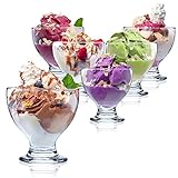 KADAX Eisbecher Glas Set, Eisschalen, Dessertgläser mit Fuß, Eisgläser, Dessertschalen für...