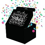 FETTIPOP Explodierende Konfetti Geschenkbox DIY (Premium Black) 18,5x14x11 cm, Überraschung...