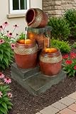 Gartenbrunnen mit LED Beleuchtung Springbrunnen Krüge Zierbrunnen Terrassenbrunnen Balkon Brunnen...