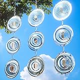 Reflektierende Taubenabwehr runden，3D Windspiel aus Edelstahl zur Vogelabwehr,Deko für Balkon,...