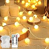 Liyade LED Lichterkette Außen Batterie, 10.5M 100LEDs Lichterketten Kugeln Außen/Innen mit...