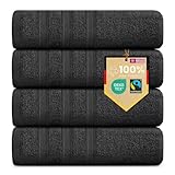 B!HOME 4er Set Premium Handtücher [100% Baumwolle] 50x100 cm, schwarz/Handtücher Weich, Saugstark...
