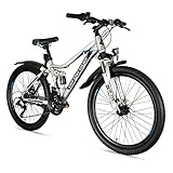 Bergsteiger Broome 26 Zoll Kinderfahrrad, 21 Gang-Schaltung, StVZO, Mountainbike mit Vollfederung,...