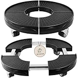 TTL HOME Pflanzenroller VERSO Ø 38-50cm – Rollbrett wetterfest rund mit Gummi Rollen & Bremse 360...