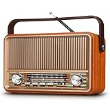 PRUNUS J-120 AM/FM/SW Retro Radio Klein, Kofferradio mit 1800mAh Akku, oder AC-Strom, Küchenradio...